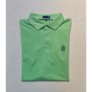Stitch Mens Golf Polo Shirt size large Shorts Sleeve Solid Green